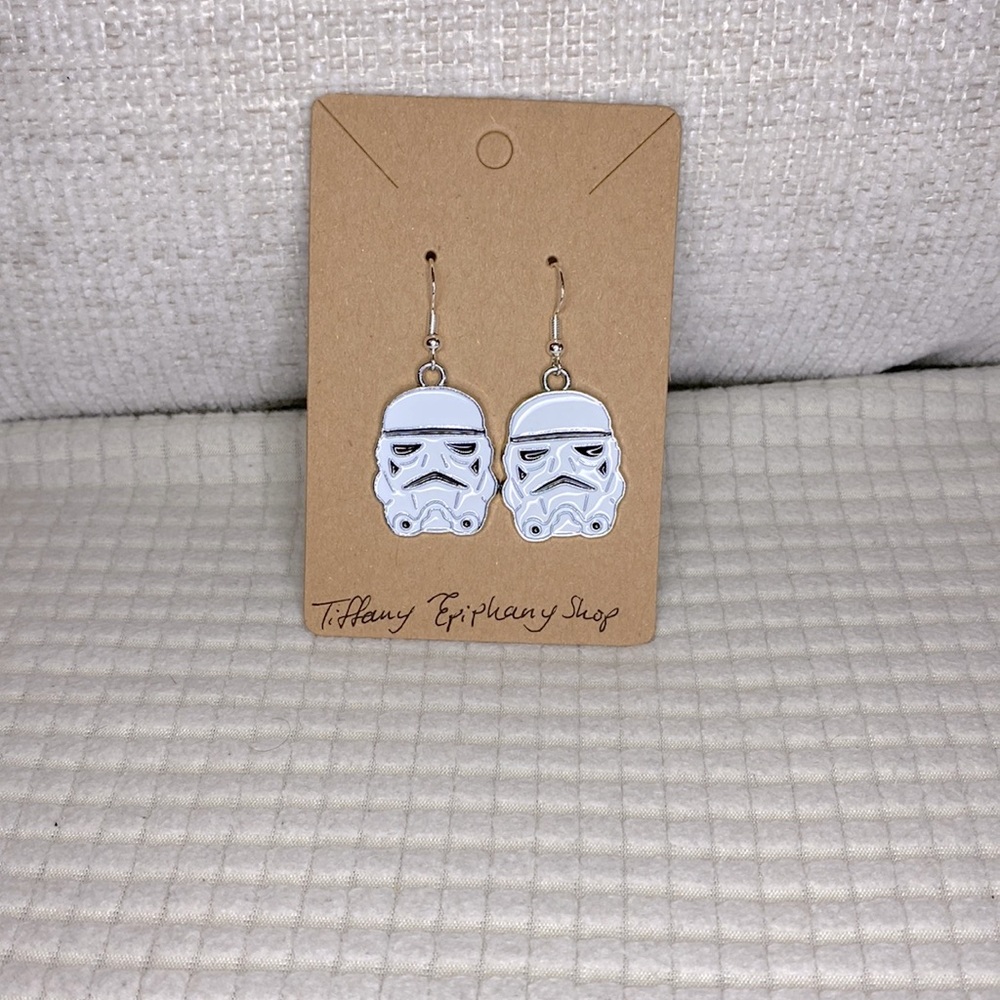 Storm Trooper Earrings for sensitive ears NWT